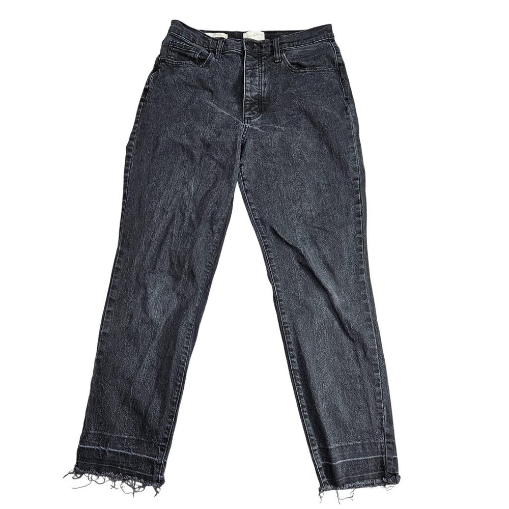 Universal Thread High Rise 90s Straight Jeans Womens 10 R Gray Charcoal Stretch